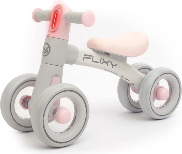 Kinderloopfiets met 4 wielen en LED-licht Milly Mally Flixy roze