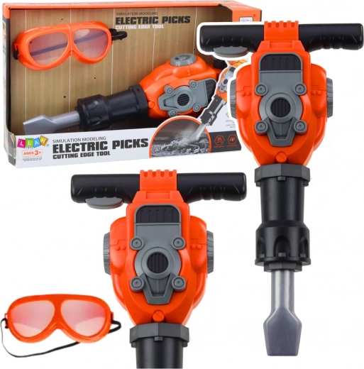 Kids' jackhammer with safety goggles, orange