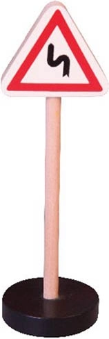 Babu segnale stradale in legno Attenzione curve