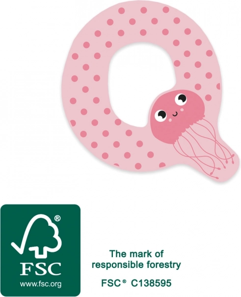 Wooden Letter Q with a Jellyfish for Kids