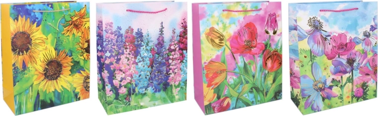 Cadeautas van papier S 18 × 23 × 8 cm – bloemendesign, het hele jaar door