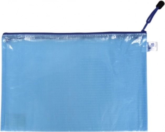 Busta retinata con zip A5 blu