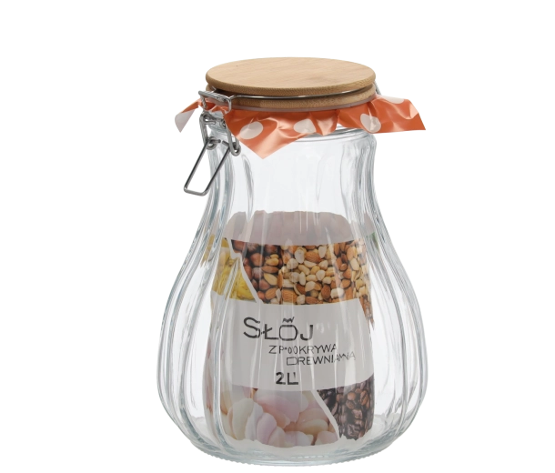 Contenitore in vetro 2 l con coperchio in legno