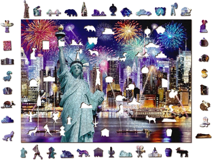 Wooden Puzzle Night New York 2in1
