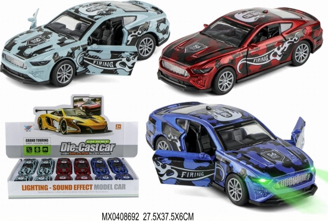 kovové závodní autíčko 1:32 s otevíracími dveřmi a světlem