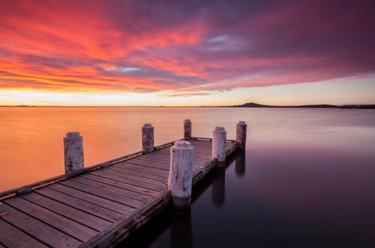 Diamantmalerei – Steg am Illawarra-See 30 × 40 cm