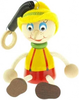 Pinocchio mit Hut an einer Feder