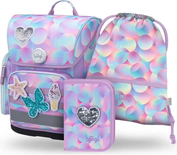 Baagl ensemble scolaire 3 pcs Ergo Candy – cartable, trousse et sac