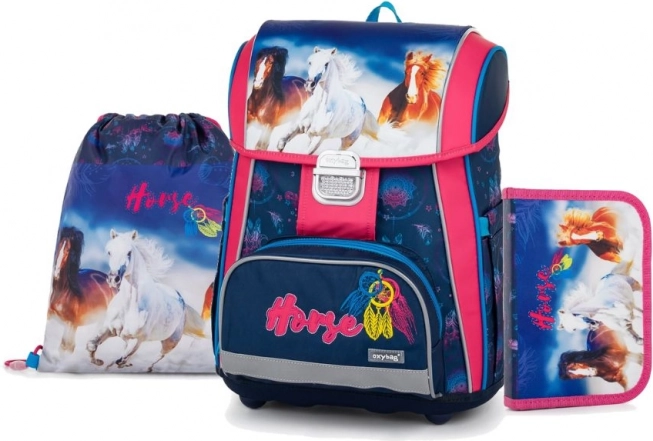 Set scolaire 3 pièces Oxybag avec motif chevaux