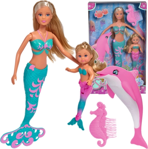 Steffi Love Mermaid Friends – set of mermaid dolls Steffi and Evi with dolphin and comb
