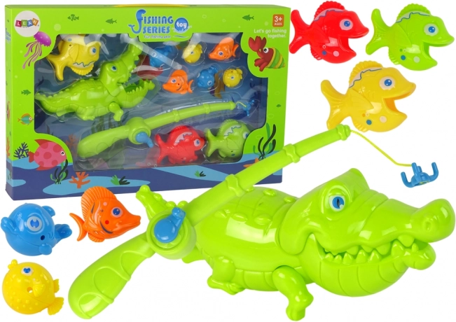 Skill Game: Fishing Set with Rod, Crocodile, and Fish