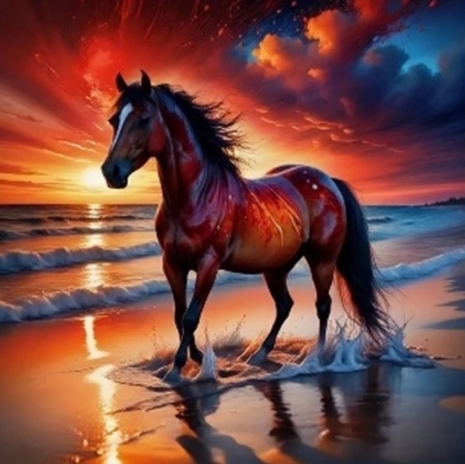 Diamond painting – hest i solnedgang 30 × 40 cm