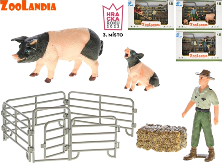 Zoolandia farm with animal, baby, and accessories (4 types)