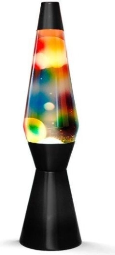 Rainbow lava lamp with black base