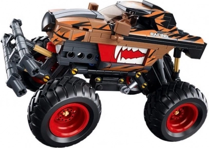 Sluban Power Bricks Voiture tout-terrain de course à remontoir orange et noire