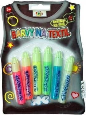 Glow-in-the-dark fabric paints – set of 6 neon shades in 7 ml applicators