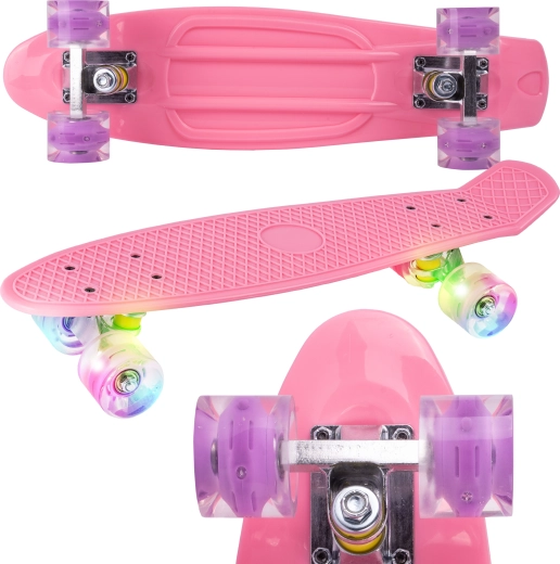 Plastic cruiser board with LED wheels pink