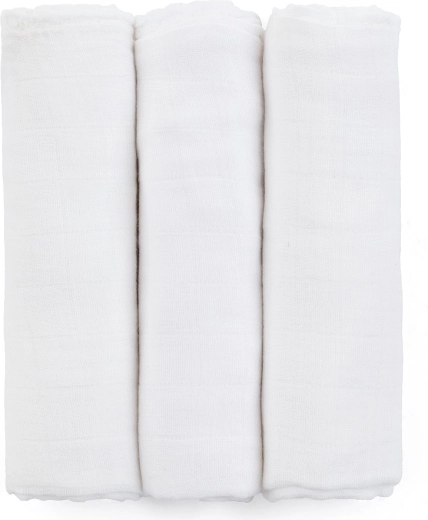 Bamboo muslin cloths PETITE&MARS Moussy Total White 68 × 68 cm (3 pcs)