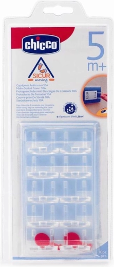 Chicco outlet protection – safety socket covers for electrical outlets, 10 pcs