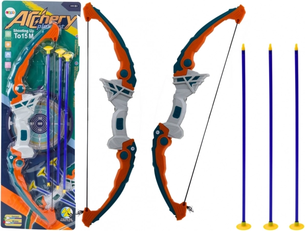Arc pour enfants avec flèches à ventouse vert‑orange, 3 pcs