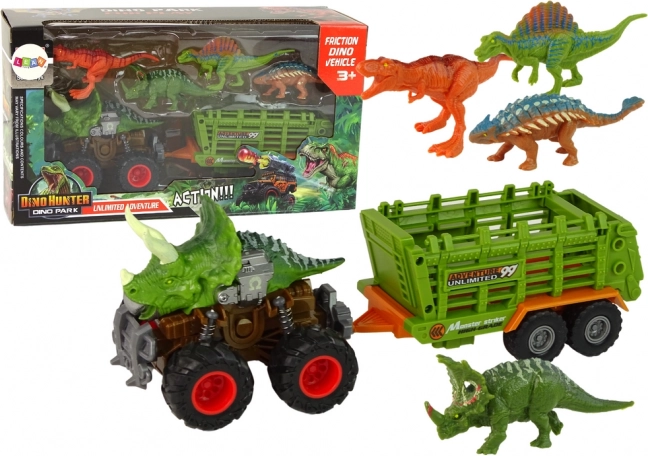 Dino vehicle with trailer and dinosaurs