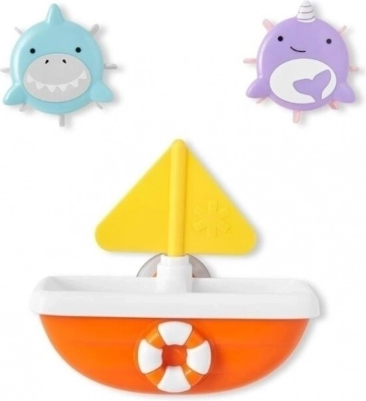 SKIP HOP ZOO TIP & SPIN BOAT Bath Toy Set