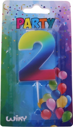 Party candle number 2 rainbow