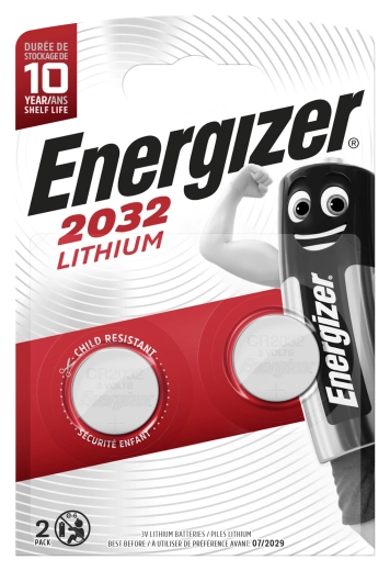 Litijeva gumbasta baterija CR2032 3 V, 235 mAh, 2 kom – Energizer
