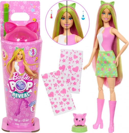 barbie pop reveal shakes lalka z kociątkiem i akcesoriami