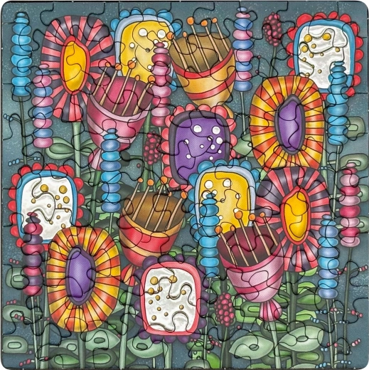 Kvadratne sestavljanke CURIOSI Q Silver – barvito cvetje, 72 kosov