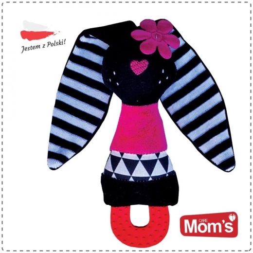 Rangleplys-kanin med knitrehænger ører og bidering til babyer