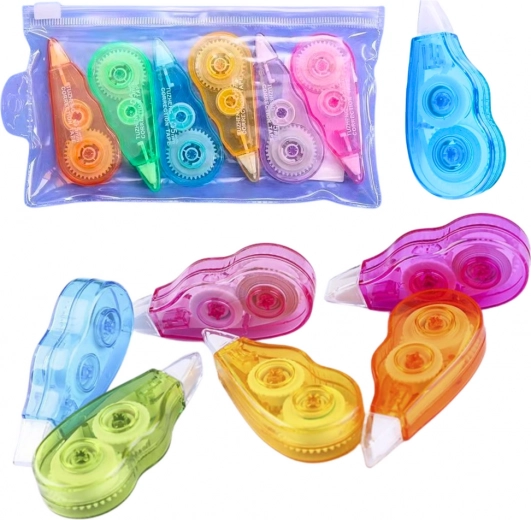 Set of Colored Correction Tape with Zipper Case 6 pcs