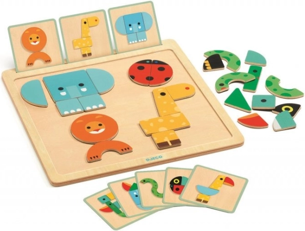 DJECO puzzles magnétiques en bois – visages d’animaux