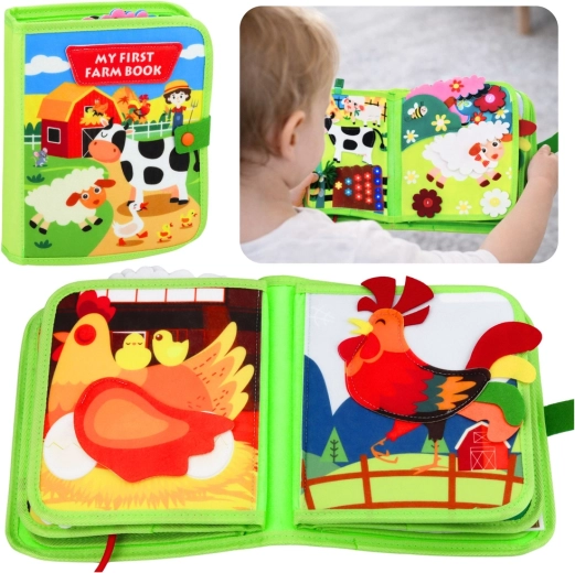 Senzorična mehka knjižica farma – montessori aktivnostna knjiga za otroke