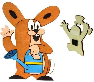 Dřevěná dekorační magnetka Krtek – kamarád zajíc