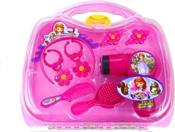 kufer dla małej księżniczki – zestaw fryzjerski z suszarką, koroną i biżuterią