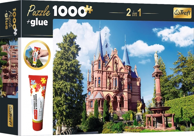 Trefl set 2-in-1 puzzel Kasteel Drachenburg, Duitsland 1000 stukjes met lijm