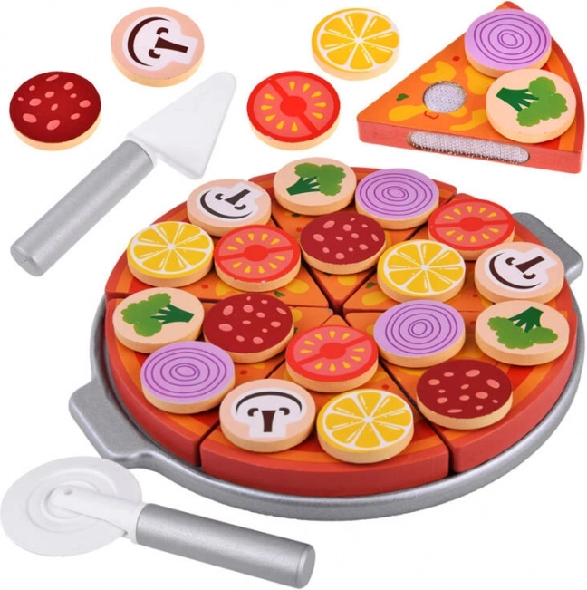 Wooden Pizza Set for Kids with Removable Accessories