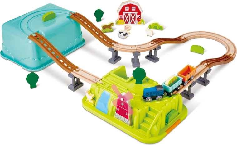 Circuit de train ferme dans boîte de rangement, 40 pièces