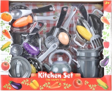 Children’s cookware set with accessories and play food