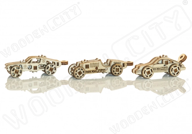 Lesene 3D sestavljanke mini set športnih avtomobilov