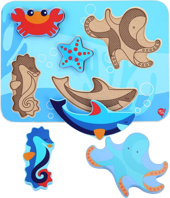 Wooden Insert Puzzle Sea World – LUCY & LEO, 6 pieces
