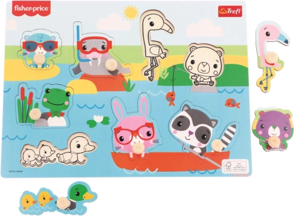 Houten puzzel Fisher-Price Dieren bij het water