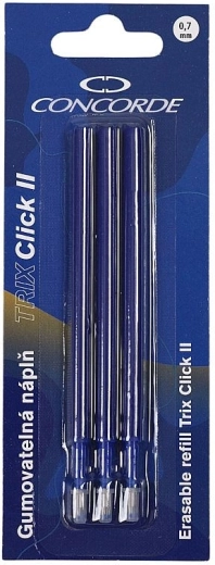 Recharge pour stylo gel effaçable bleu CONCORDE TRIX Click II, 3 pièces