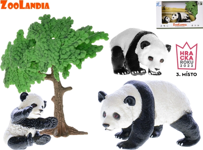 Zoolandia panda con cuccioli e accessori – set di figurine per lo zoo