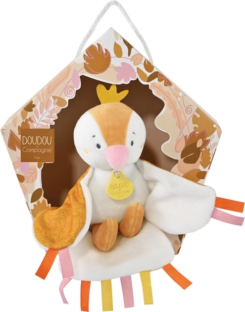 Coffret cadeau Doudou – oiseau en peluche musical 23 cm – jaune
