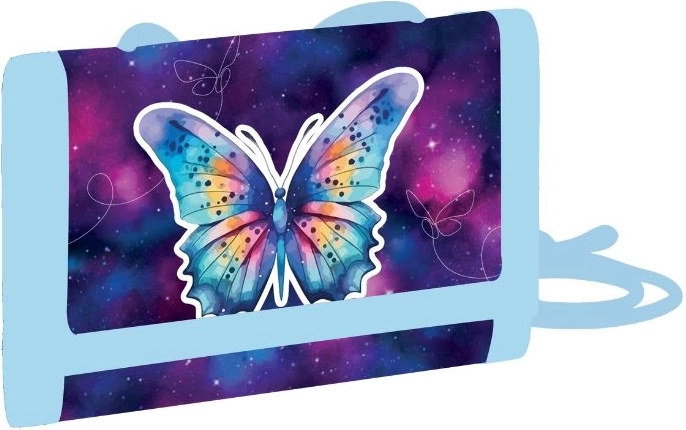 Portafoglio tessile per bambini Farfalla da collo con chiusura a strappo