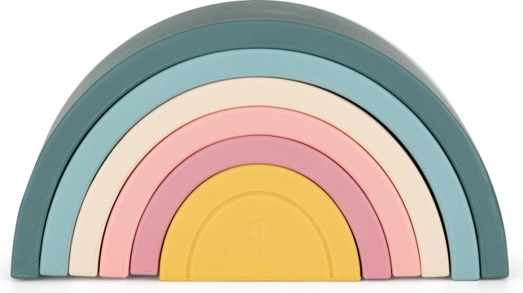 Arcobaleno impilabile in silicone PETITE&MARS Misty Green 12m+