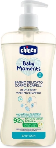 Chicco gentle shampoo for hair and body Baby Moments 92% natural ingredients 500 ml