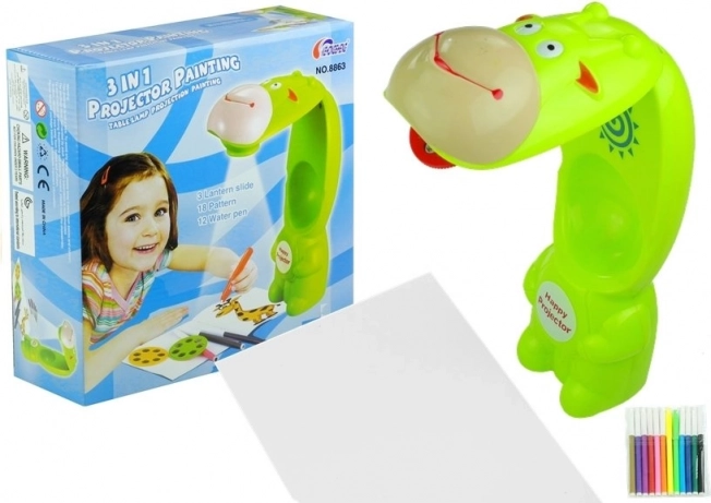 Projecteur girafe pour enfants pour le dessin avec cahier et feutres à eau